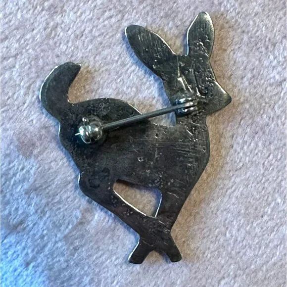 Vintage Sterling Silver Navajo Fawn Deer Stampwork Brooch Pin Signed by Artist M - Picture 9 of 12